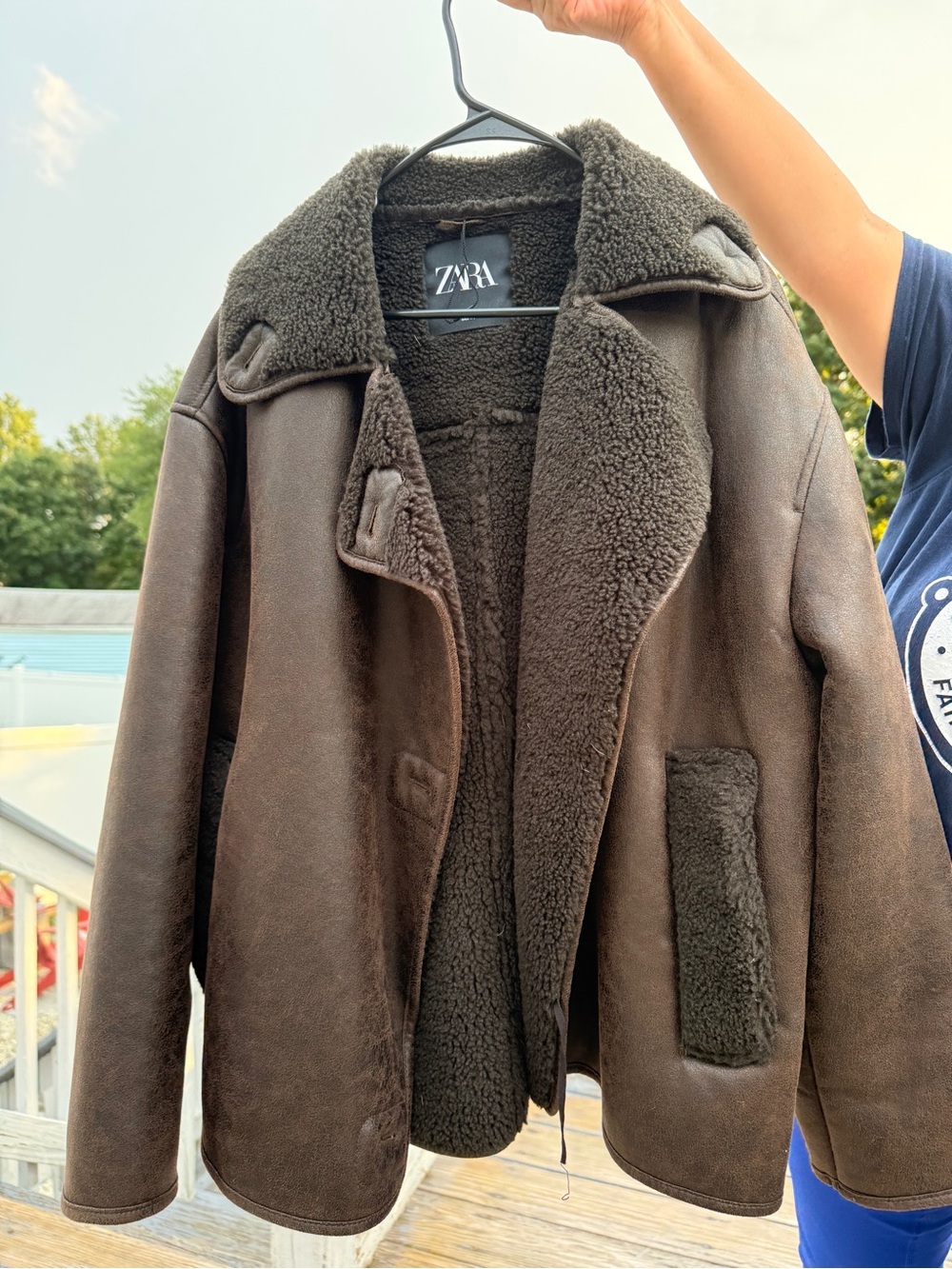 Zara Brown Shearling Aviator Jacket